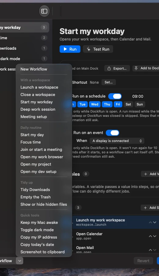 The list of ready-made workflow templates